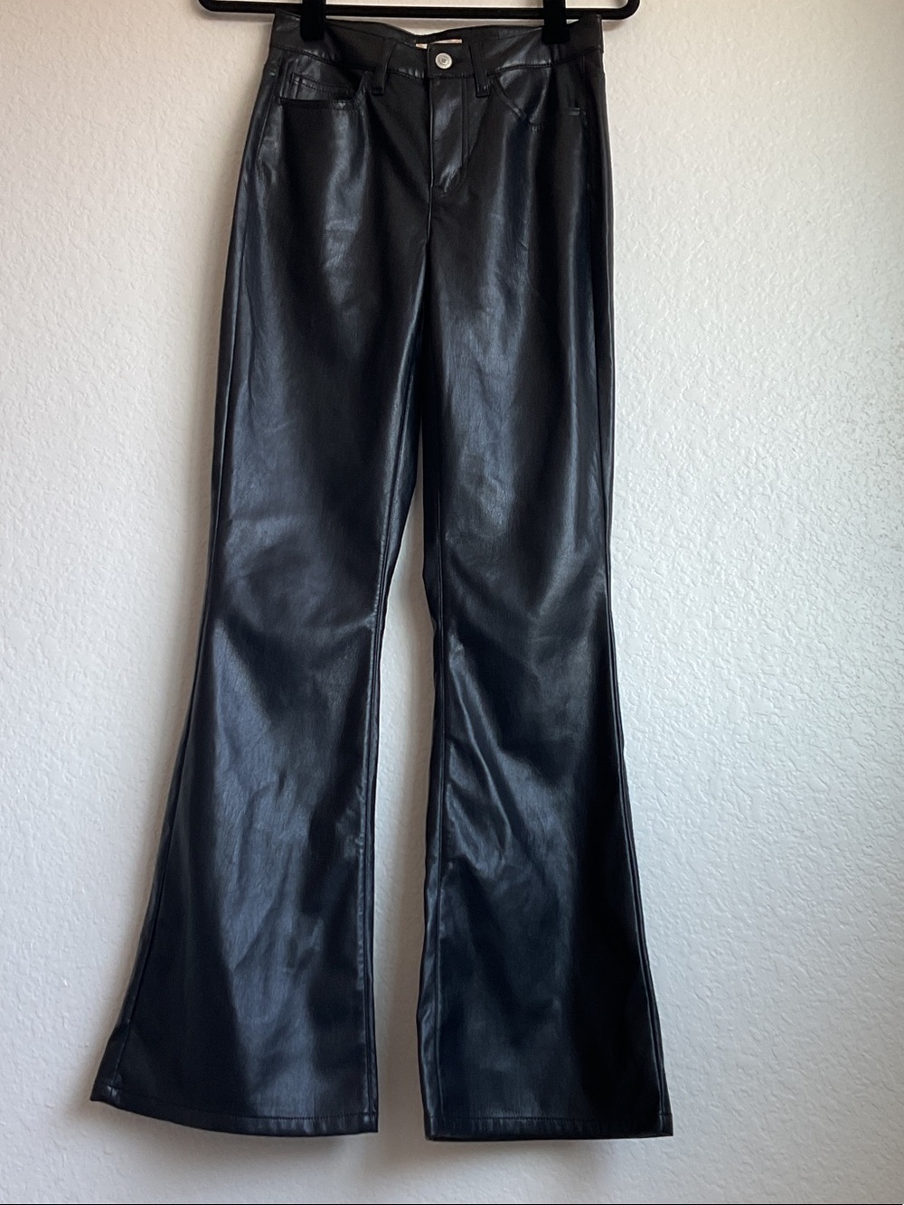 Altar'd State Black Faux Leather Flare Pants | 24
